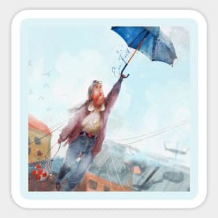 Flying Umbrella Sticker